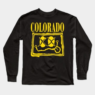 Colorado Grunge Smiling Face Black Background Long Sleeve T-Shirt